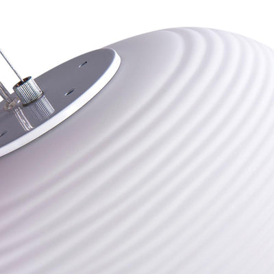 Sleek White Ribbed Glass Lantern Pendant Light, Adjustable Height, UL Listed