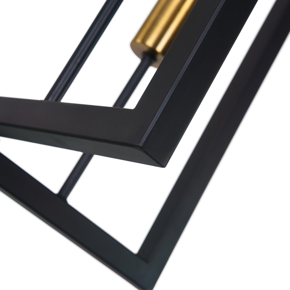Modern Square Metal Linear Pendant Lighting Fixture, Black Finish, 4-Light E26