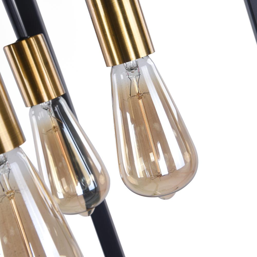 Modern Square Metal Linear Pendant Lighting Fixture, Black Finish, 4-Light E26