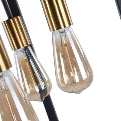 Modern Square Metal Linear Pendant Lighting Fixture, Black Finish, 4-Light E26