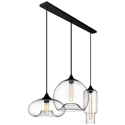 Modern 3-Light Cluster Geometric Glass Pendant Lighting for Kitchen Dining Area