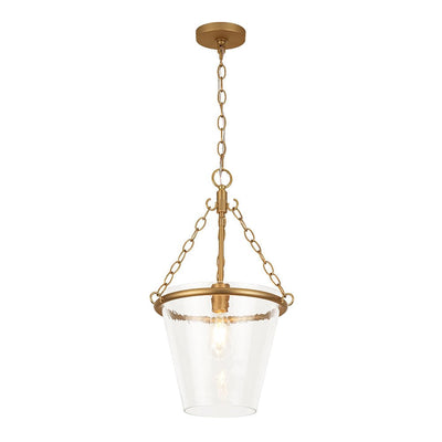 Modern Clear Leaves Glass Pendant Light, 1-Light Barrel Dimmable Brass Fixture