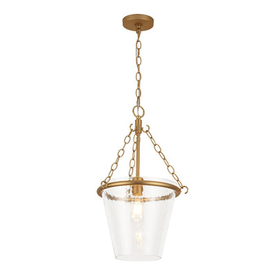 Modern Clear Leaves Glass Pendant Light, 1-Light Barrel Dimmable Brass Fixture