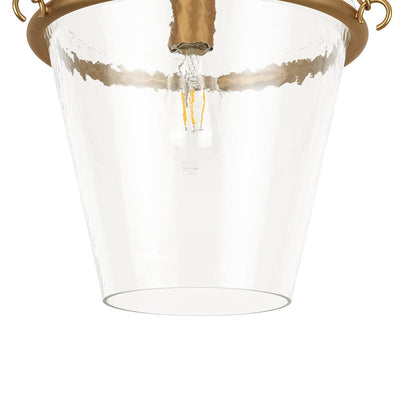 Modern Clear Leaves Glass Pendant Light, 1-Light Barrel Dimmable Brass Fixture
