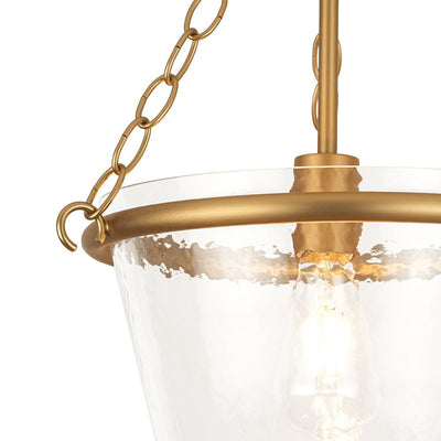 Modern Clear Leaves Glass Pendant Light, 1-Light Barrel Dimmable Brass Fixture