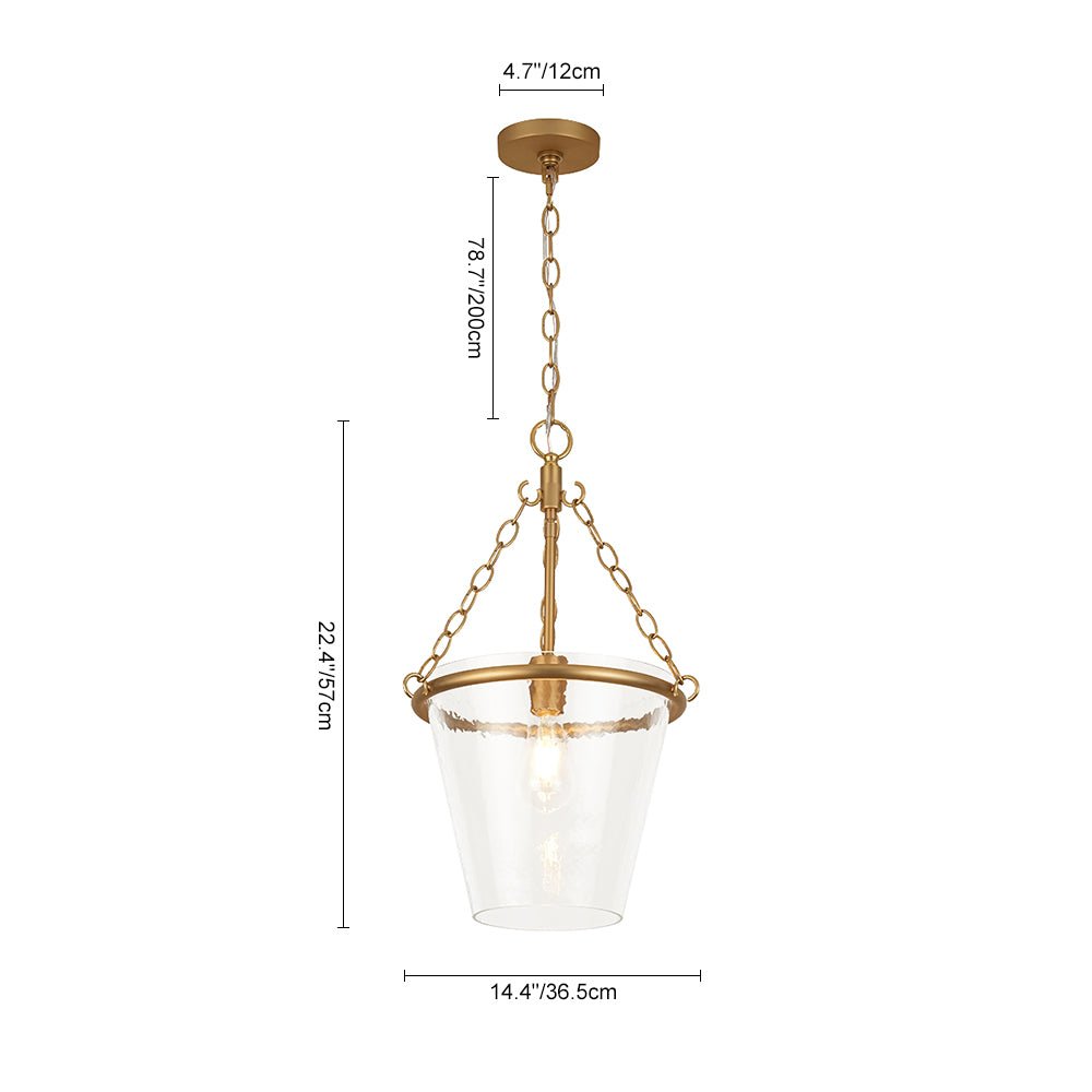 Modern Clear Leaves Glass Pendant Light, 1-Light Barrel Dimmable Brass Fixture