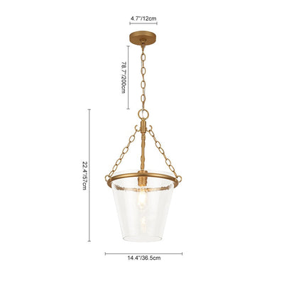 Modern Clear Leaves Glass Pendant Light, 1-Light Barrel Dimmable Brass Fixture