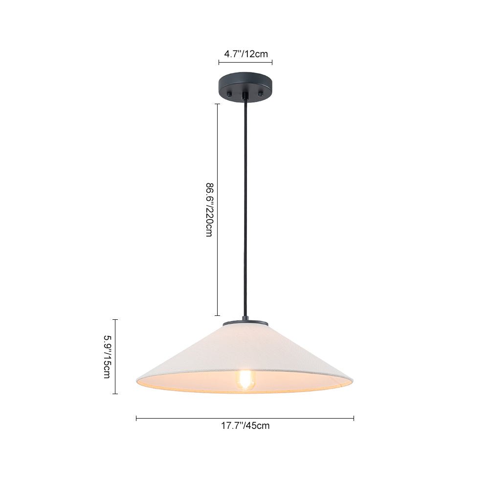 Elegant Modern Linen Shade Single Pendant Light, Dimmable, Height Adjustable Design