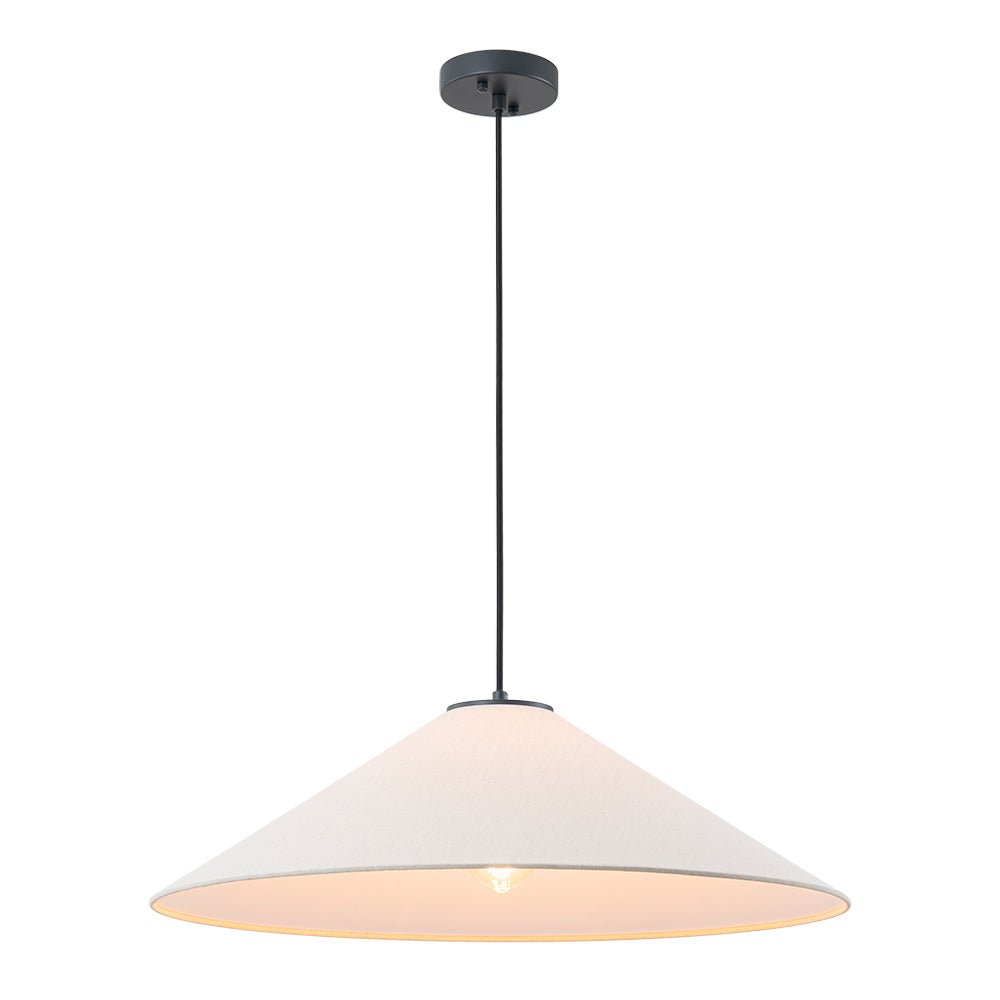 Elegant Modern Linen Shade Single Pendant Light, Dimmable, Height Adjustable Design