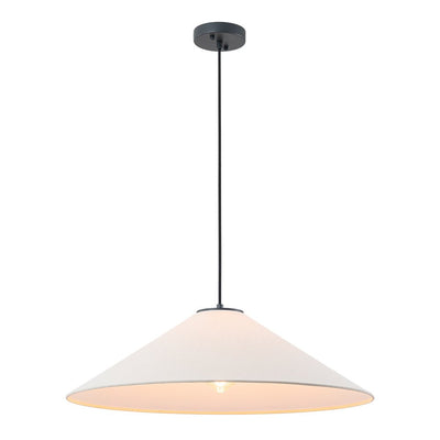 Elegant Modern Linen Shade Single Pendant Light, Dimmable, Height Adjustable Design