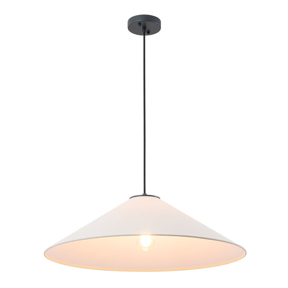 Elegant Modern Linen Shade Single Pendant Light, Dimmable, Height Adjustable Design