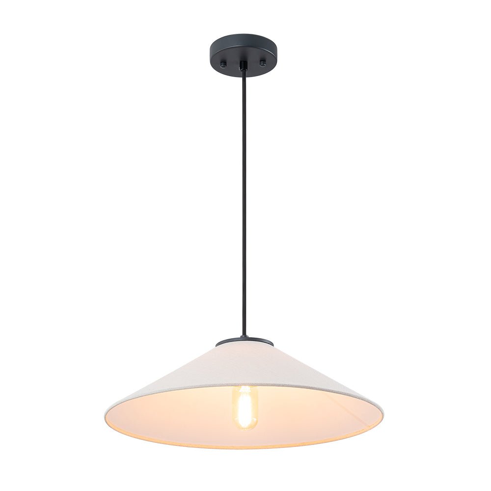 Elegant Modern Linen Shade Single Pendant Light, Dimmable, Height Adjustable Design