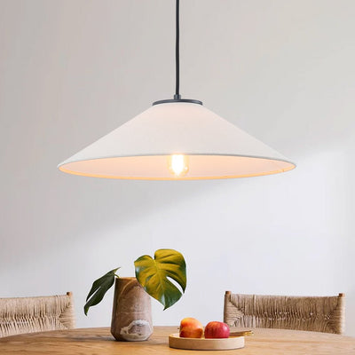 Elegant Modern Linen Shade Single Pendant Light, Dimmable, Height Adjustable Design