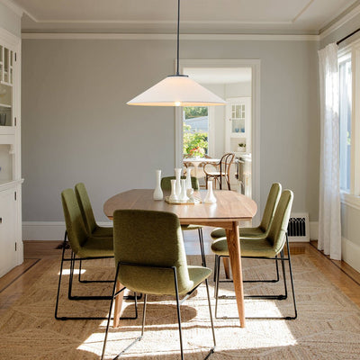 Elegant Modern Linen Shade Single Pendant Light, Dimmable, Height Adjustable Design