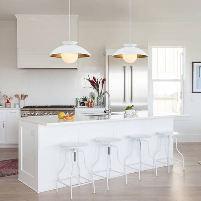 Modern Nordic Gold Leaf Dome Pendant Light with Adjustable Cord for Sloped Ceilings