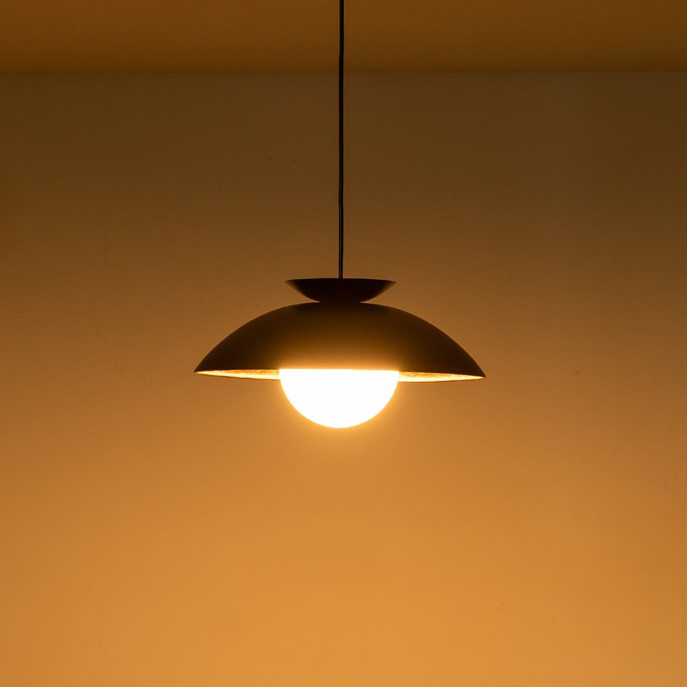 Elegant Nordic Gold Leaf Dome Pendant Light, Adjustable, Sloped Ceiling Compatible