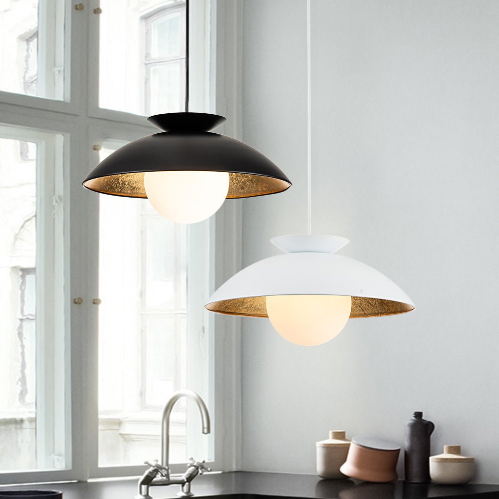 Elegant Nordic Gold Leaf Dome Pendant Light, Adjustable, Sloped Ceiling Compatible