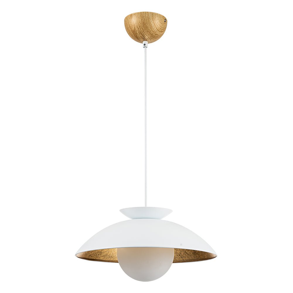 Modern Nordic Gold Leaf Dome Pendant Light with Adjustable Cord for Sloped Ceilings