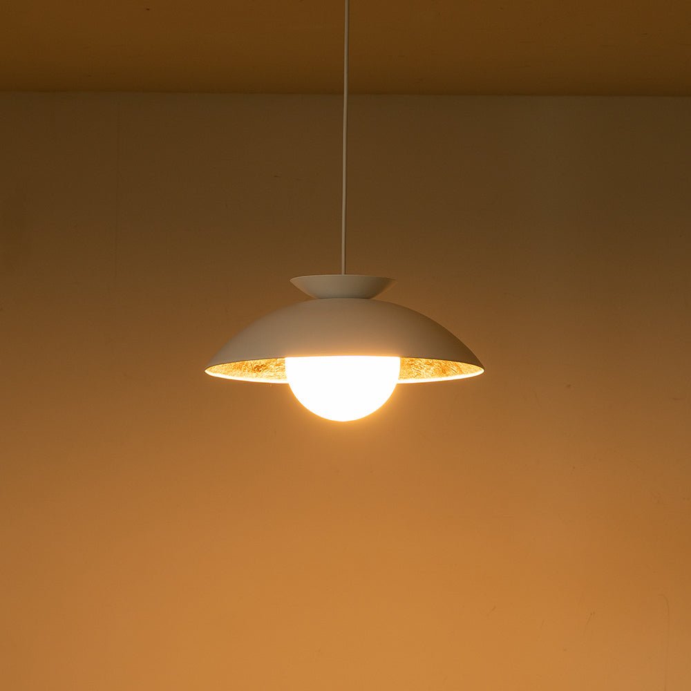 Elegant Nordic Gold Leaf Dome Pendant Light, Adjustable, Sloped Ceiling Compatible