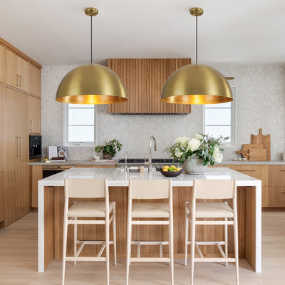 Oversized Antiqued Brass Single Dome Pendant Light Fixture for Modern Homes
