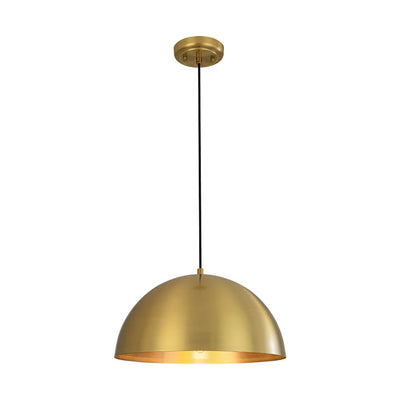 Oversized Antiqued Brass Single Dome Pendant Light Fixture for Modern Homes