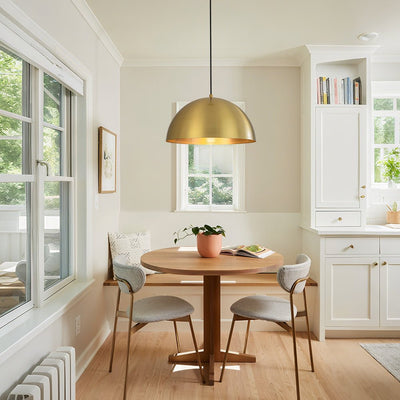 Oversized Antiqued Brass Single Dome Pendant Light Fixture for Modern Homes