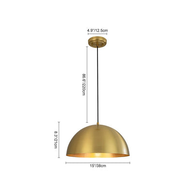 Oversized Antiqued Brass Single Dome Pendant Light Fixture for Modern Homes