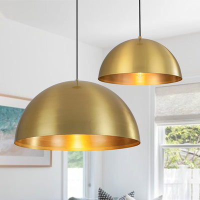 Oversized Antiqued Brass Single Dome Pendant Light Fixture for Modern Homes