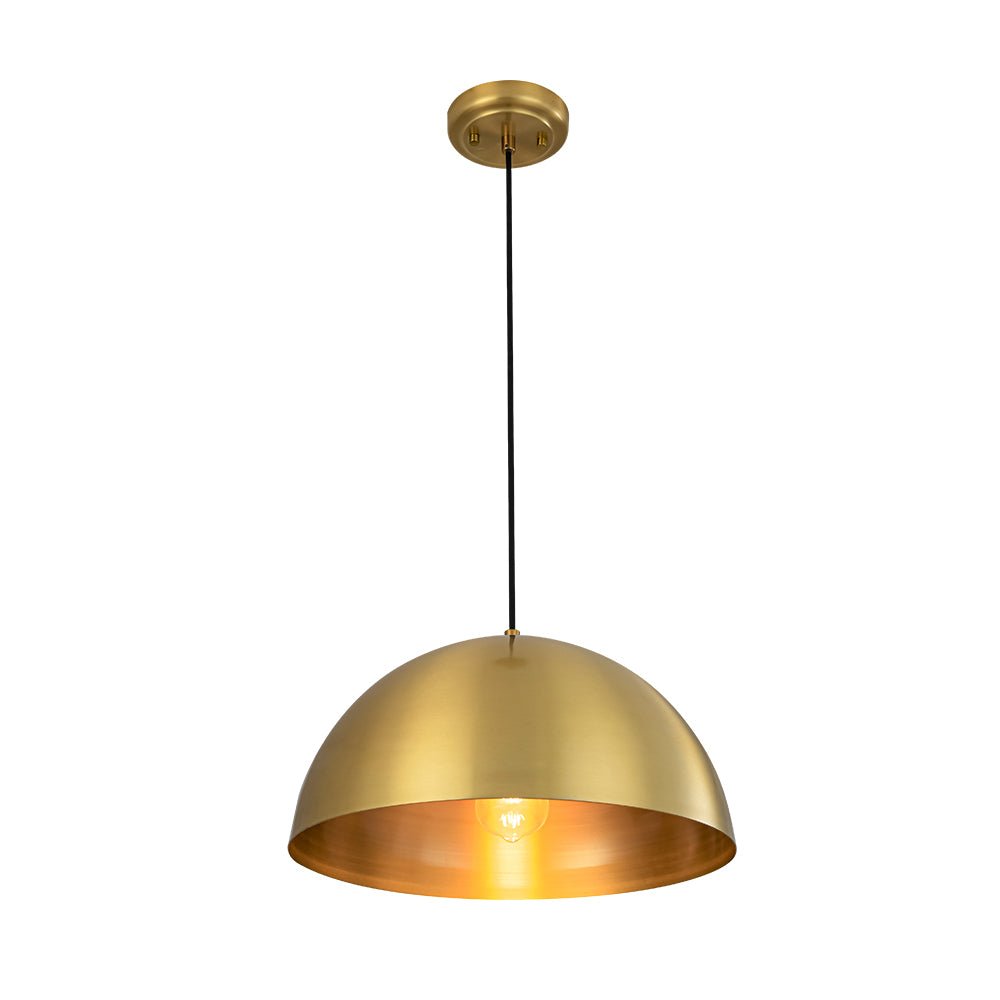 Oversized Antiqued Brass Single Dome Pendant Light Fixture for Modern Homes
