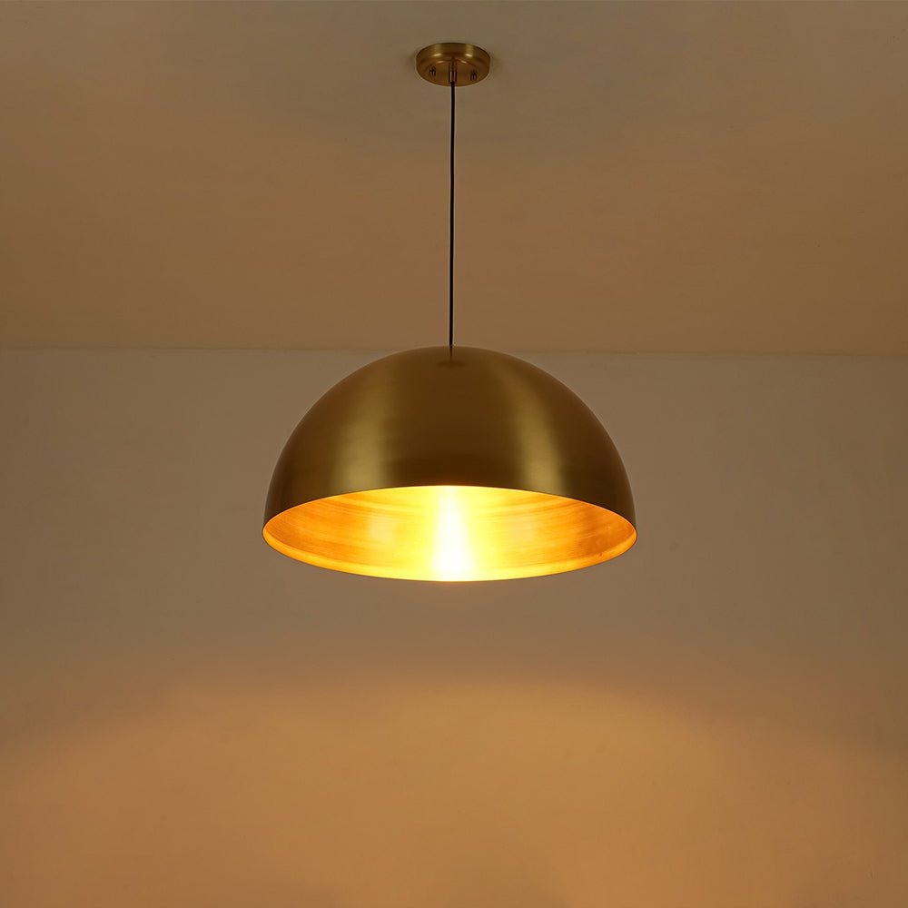 Oversized Antiqued Brass Single Dome Pendant Light Fixture for Modern Homes