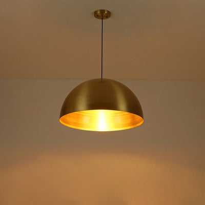 Oversized Antiqued Brass Single Dome Pendant Light Fixture for Modern Homes