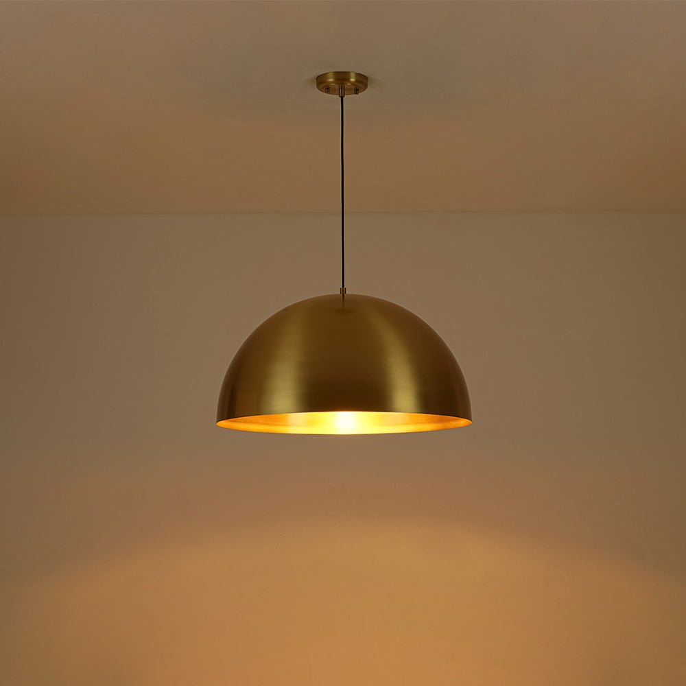 Oversized Antiqued Brass Single Dome Pendant Light Fixture for Modern Homes