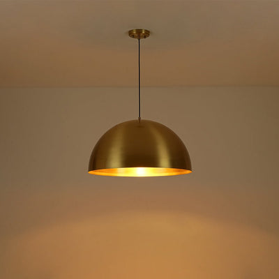 Oversized Antiqued Brass Single Dome Pendant Light Fixture for Modern Homes