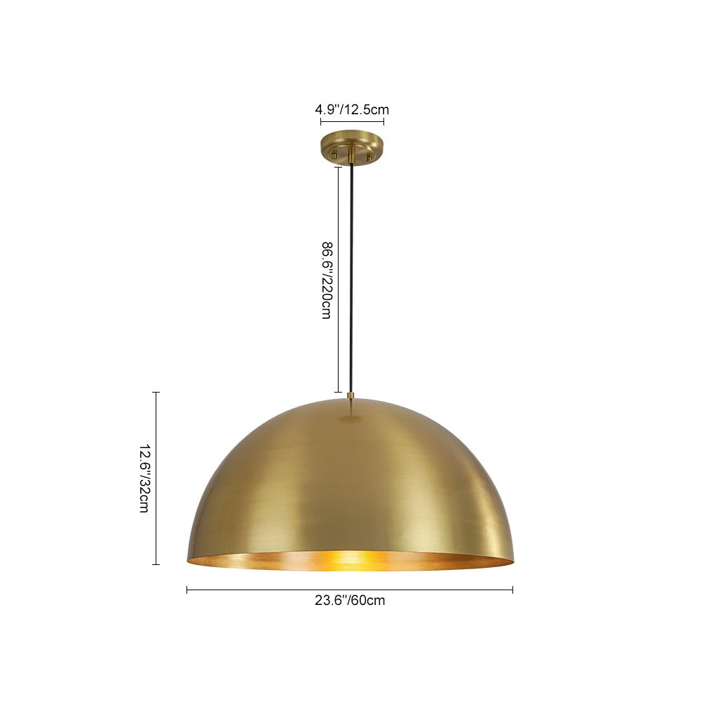 Oversized Antiqued Brass Single Dome Pendant Light Fixture for Modern Homes