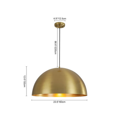 Oversized Antiqued Brass Single Dome Pendant Light Fixture for Modern Homes