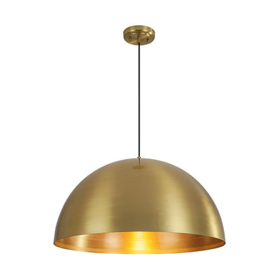 Oversized Antiqued Brass Single Dome Pendant Light Fixture for Modern Homes