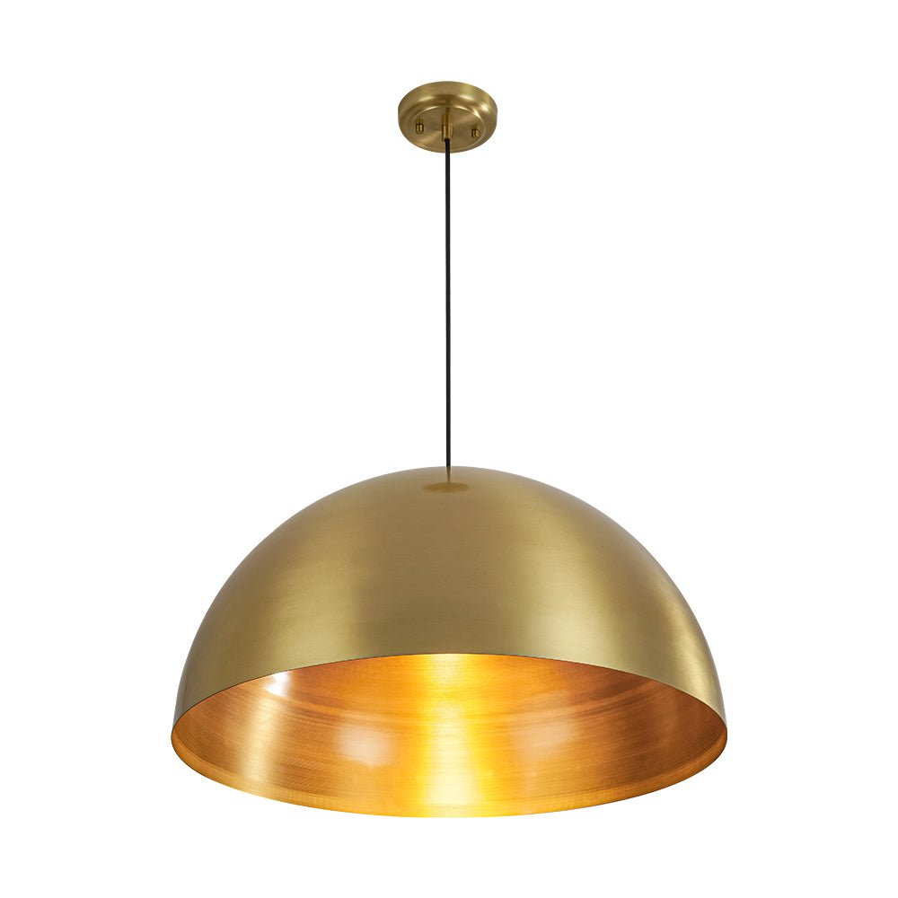 Oversized Antiqued Brass Single Dome Pendant Light Fixture for Modern Homes