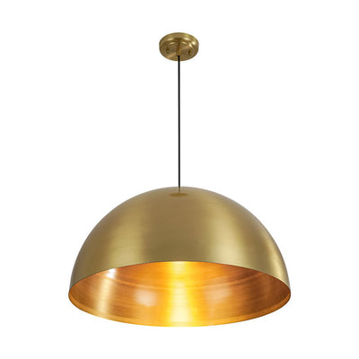Oversized Antiqued Brass Single Dome Pendant Light Fixture for Modern Homes