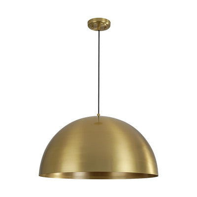 Oversized Antiqued Brass Single Dome Pendant Light Fixture for Modern Homes