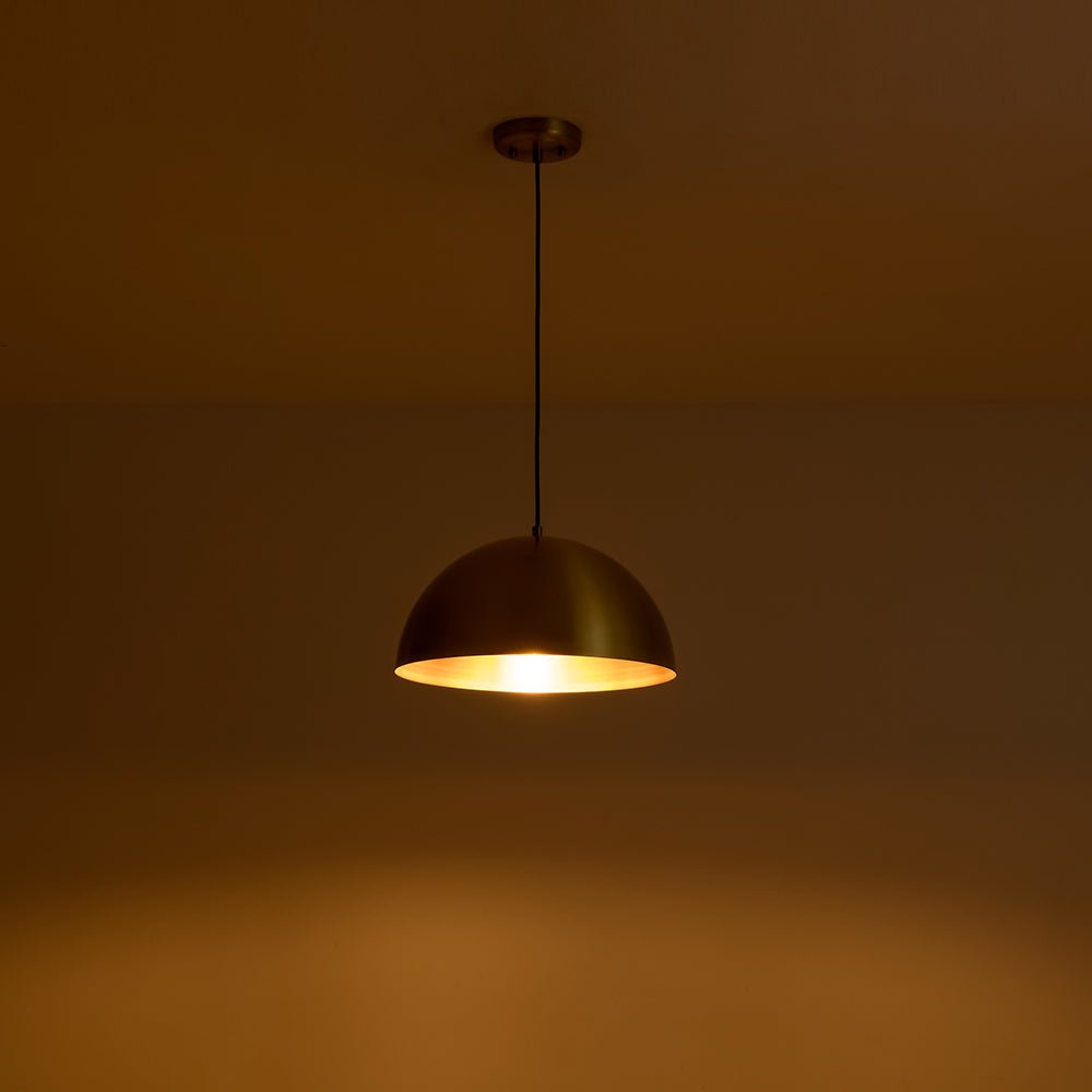 Oversized Antiqued Brass Single Dome Pendant Light Fixture for Modern Homes