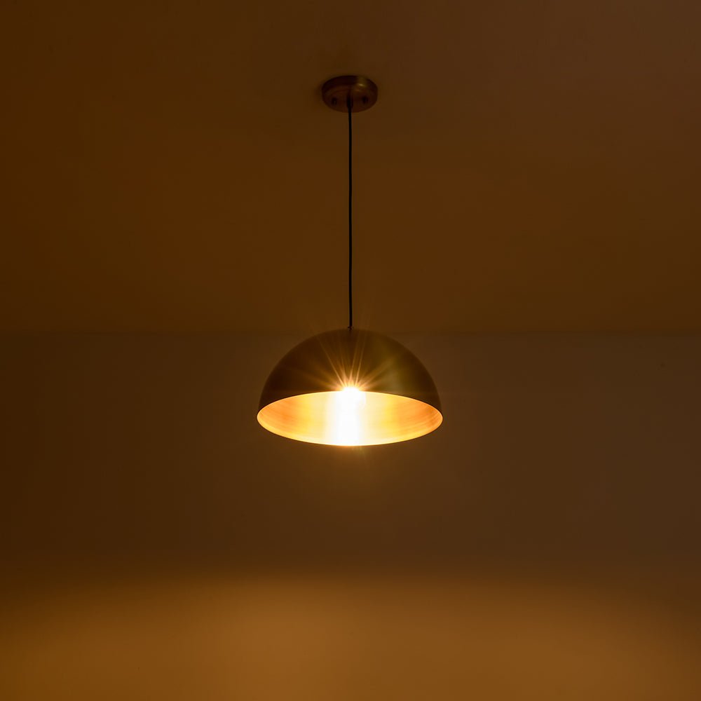 Oversized Antiqued Brass Single Dome Pendant Light Fixture for Modern Homes