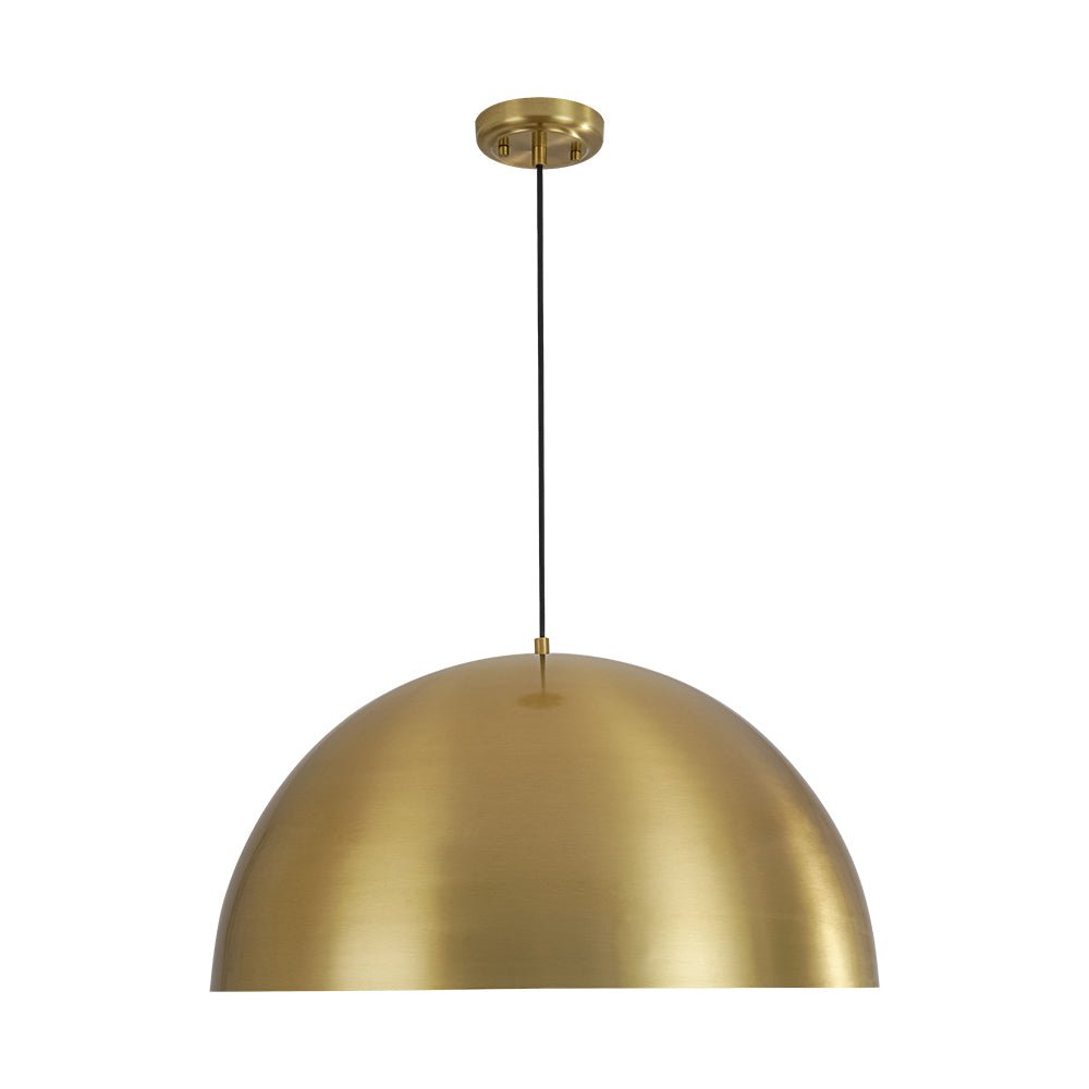Oversized Antiqued Brass Single Dome Pendant Light Fixture for Modern Homes