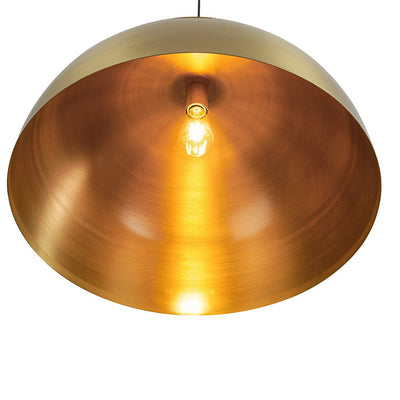 Oversized Antiqued Brass Single Dome Pendant Light Fixture for Modern Homes