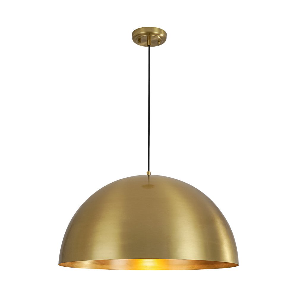 Oversized Antiqued Brass Single Dome Pendant Light Fixture for Modern Homes
