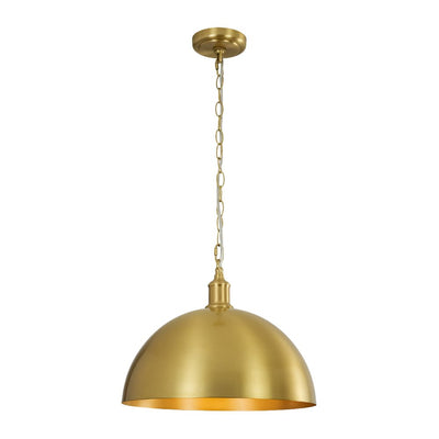Modern Industrial Oversized Dimmable Brushed Brass Metal Dome Pendant Light Fixture