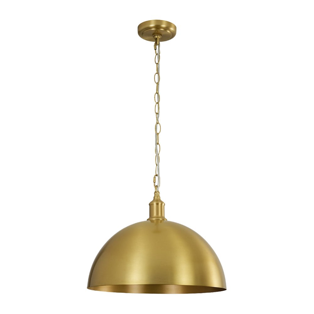 Modern Industrial Oversized Dimmable Brushed Brass Metal Dome Pendant Light Fixture