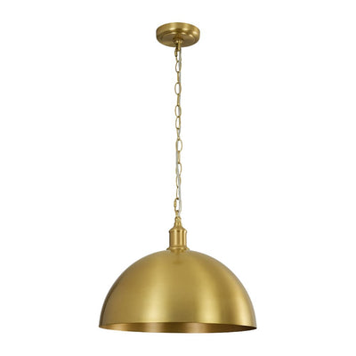 Modern Industrial Oversized Dimmable Brushed Brass Metal Dome Pendant Light Fixture