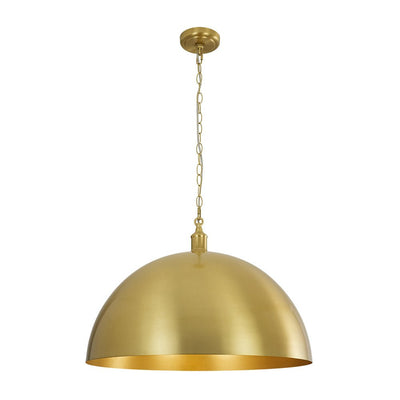 Modern Industrial Oversized Dimmable Brushed Brass Metal Dome Pendant Light Fixture