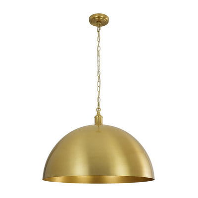Modern Industrial Oversized Dimmable Brushed Brass Metal Dome Pendant Light Fixture