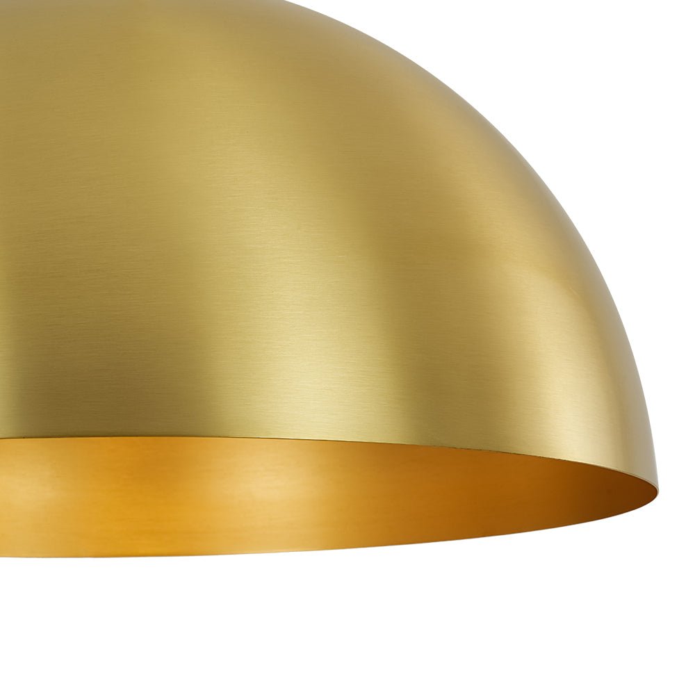 Modern Industrial Oversized Dimmable Brushed Brass Metal Dome Pendant Light Fixture